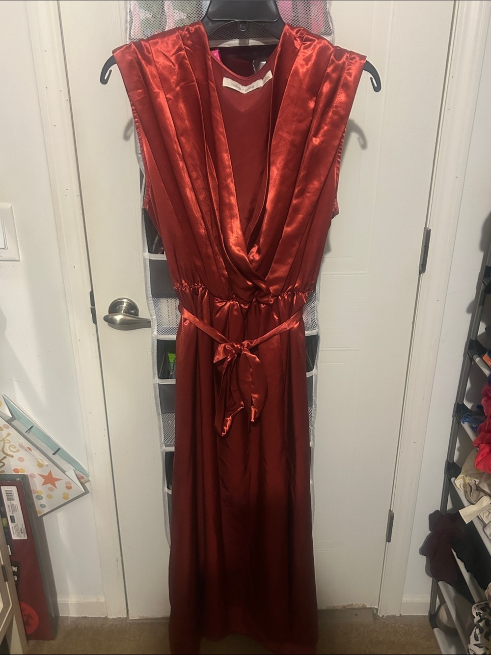 bishop + young Red Satin Midi Dress - Picture 2 of 3